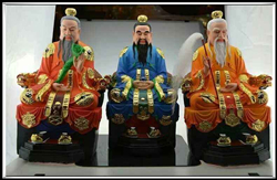 彩繪三清銅像