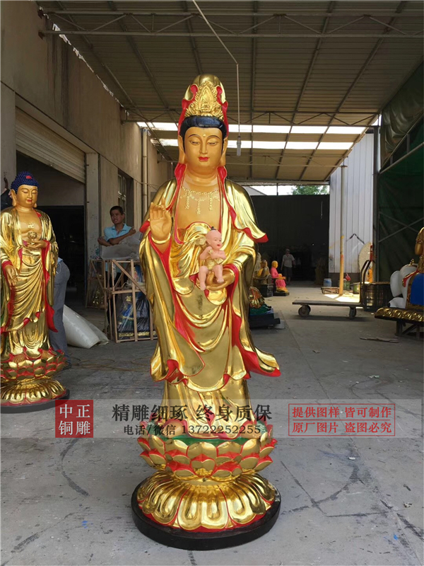 鑄銅觀音佛像雕塑