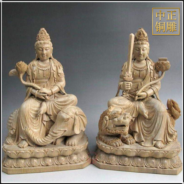 文殊普賢菩薩銅像擺件