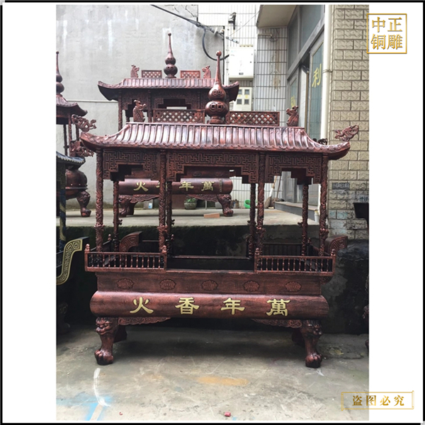 直銷批發(fā)有蓋長方銅香爐