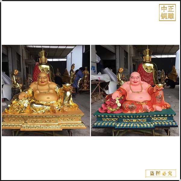 純銅納福布袋彌勒佛擺件