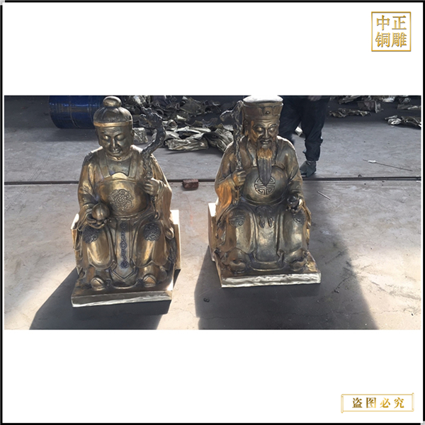 純銅小型土地公婆銅像