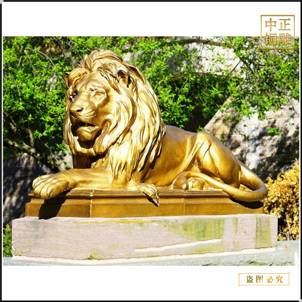 純黃銅獅子雕塑圖片