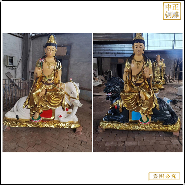 鎏金文殊普賢銅佛坐像