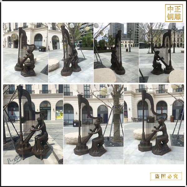 廣場(chǎng)美女彈琴雕塑鑄造