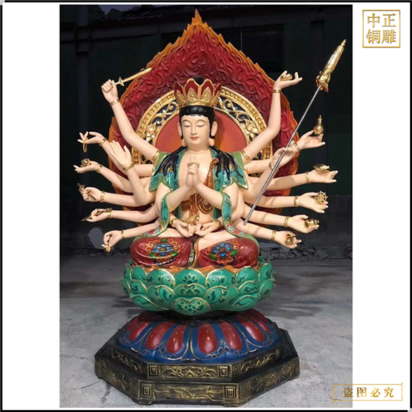 彩繪大型千手千眼菩薩銅佛像