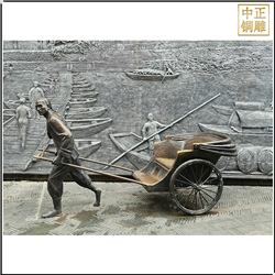 拉車(chē)人物銅雕塑