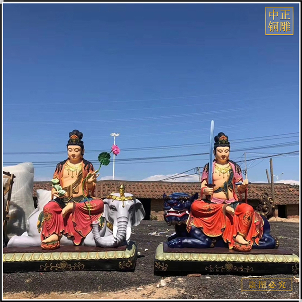 生產(chǎn)大型文殊普賢銅佛像