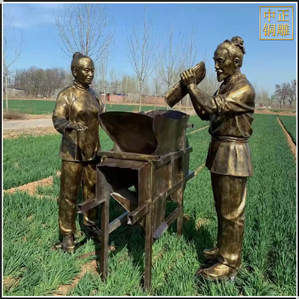 農(nóng)民勞作人物銅雕塑