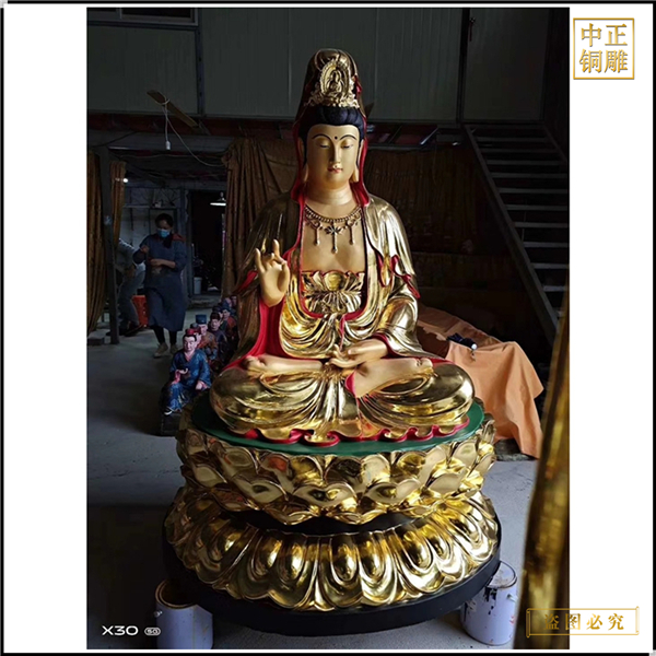 貼金觀(guān)音銅佛像鑄造廠(chǎng)